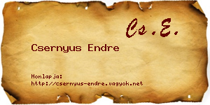 Csernyus Endre névjegykártya